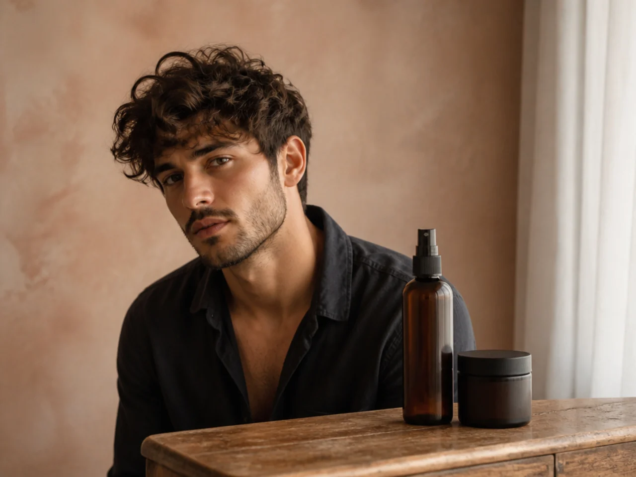 A texture spray and a styling cream set beside each other