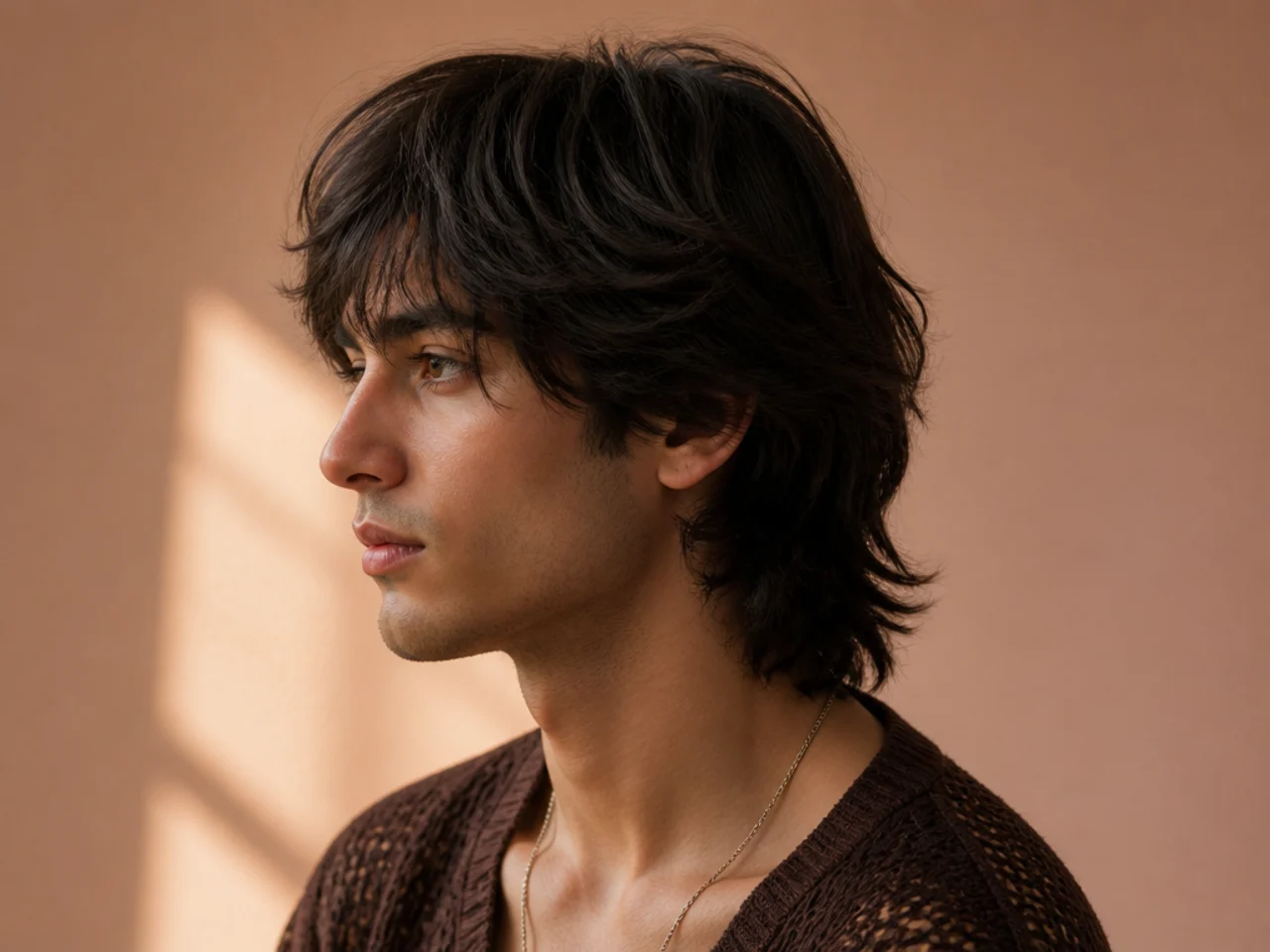 A shag cut on straight hair showing clean even layer edges