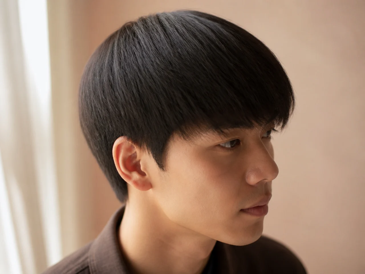 Layered hair combed flat, with the texture and separation lost