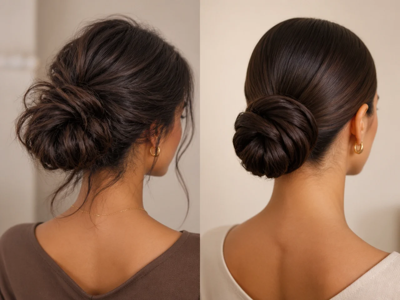 Buns compared on thick hair