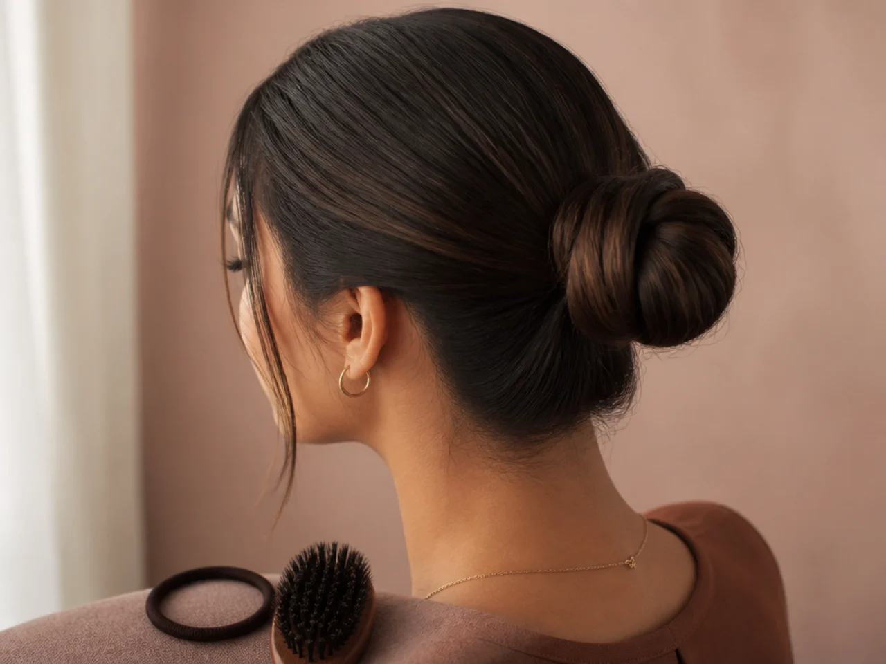 A tie beside a boar bristle brush