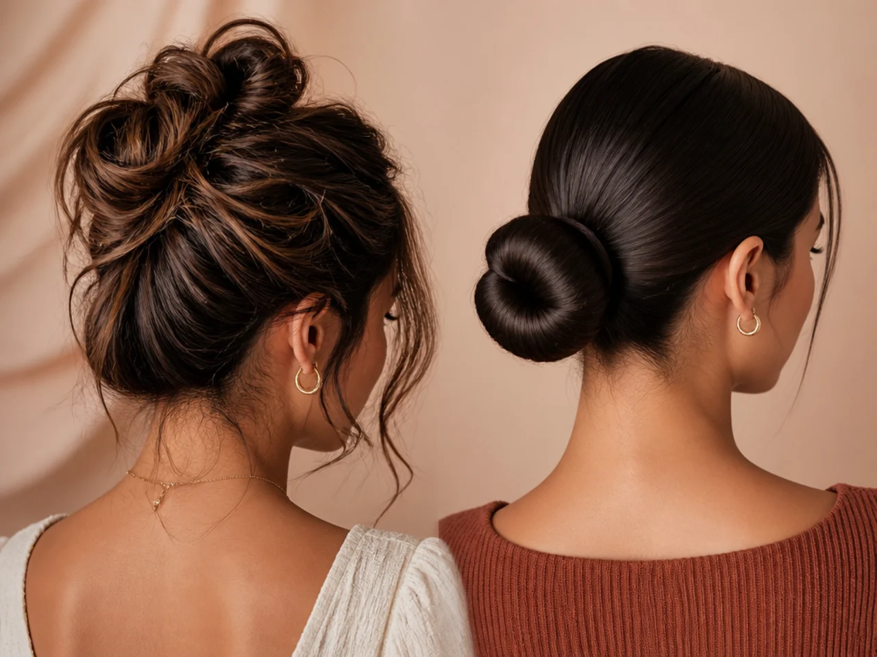 Three-quarter view of both bun finishes