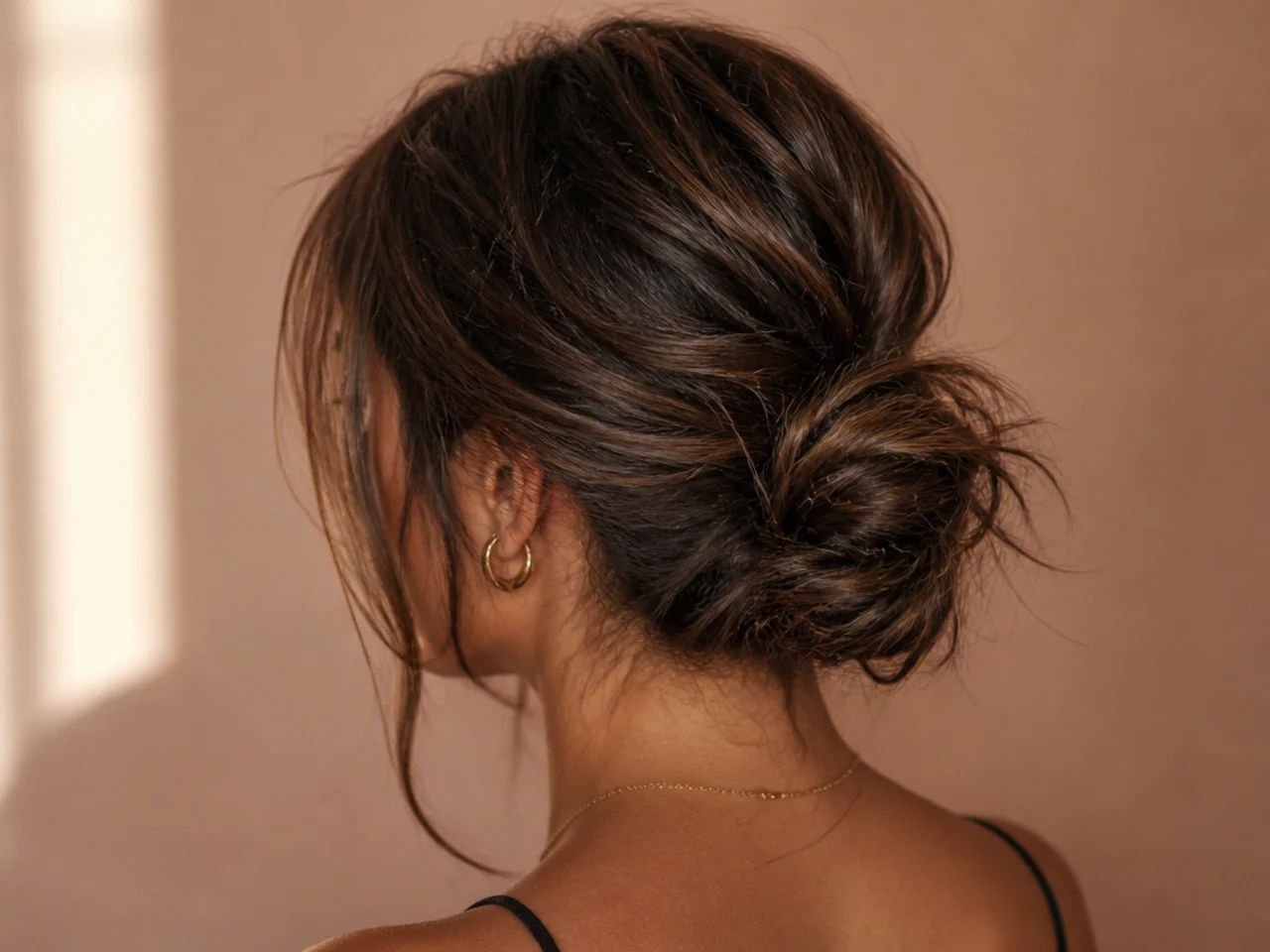 A short-hair bun using texture spray