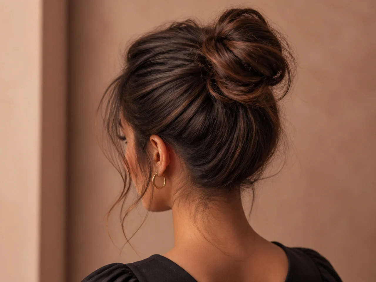 A messy bun on fine hair