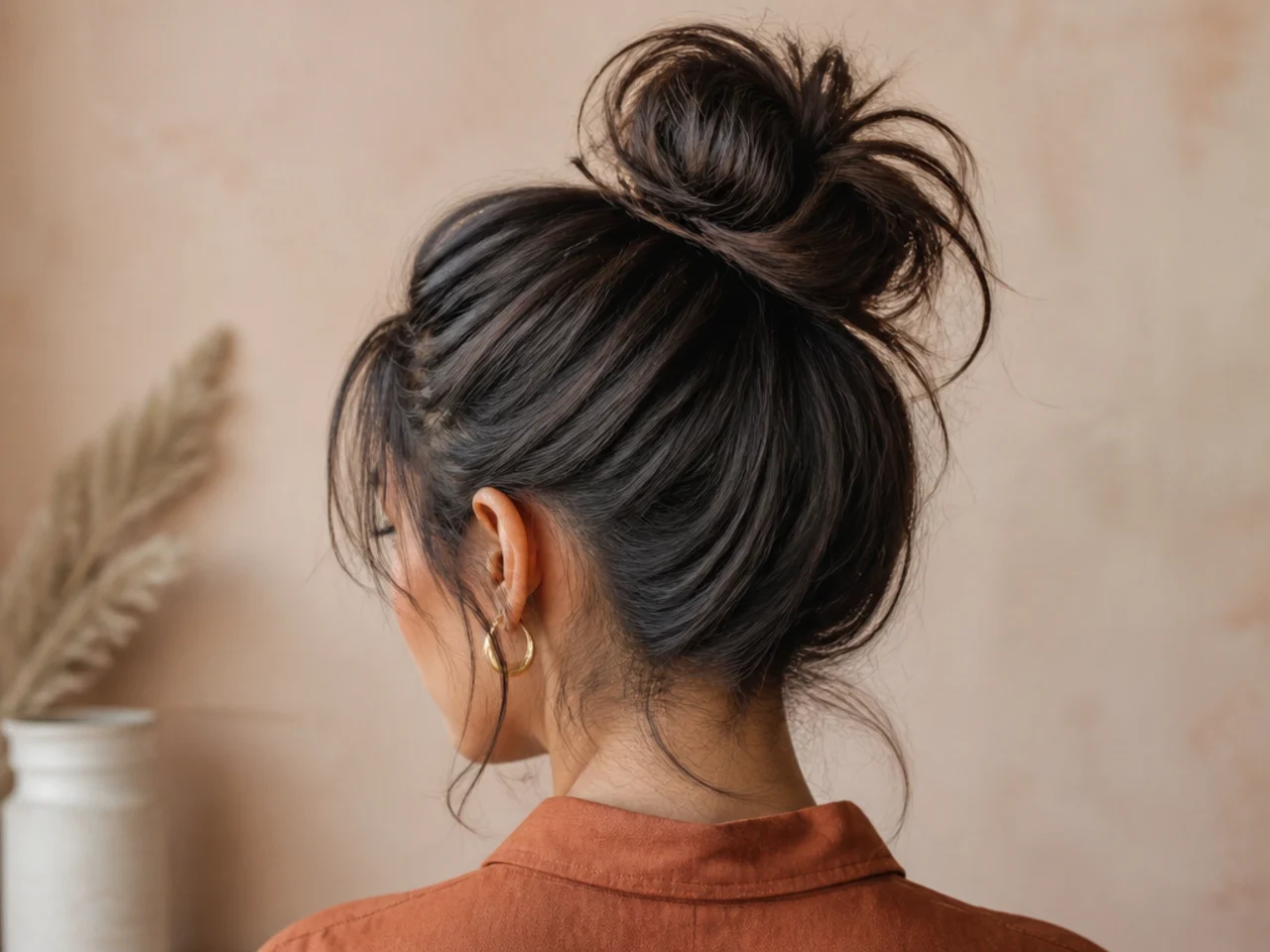 A high messy bun
