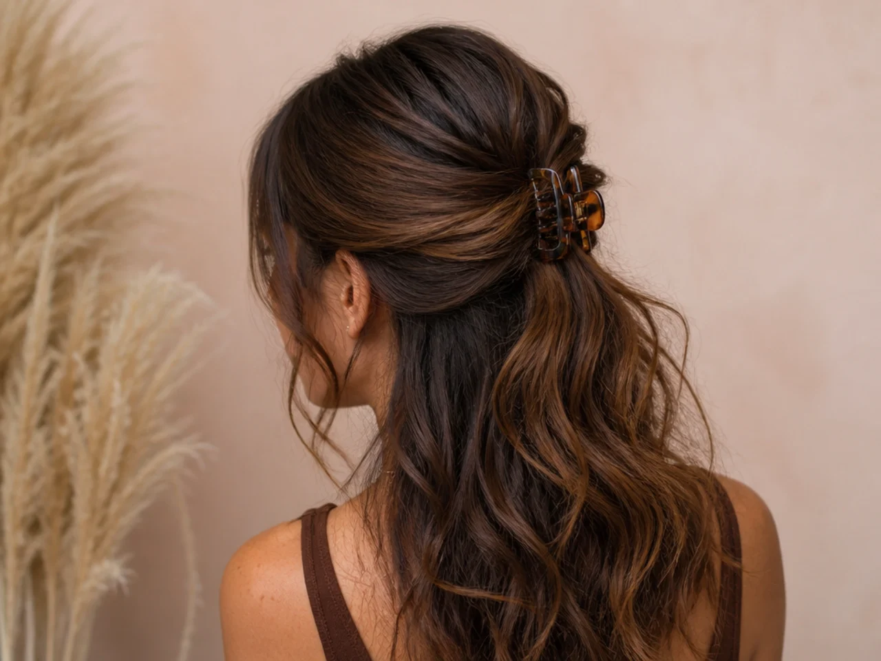 A messy half-up twist