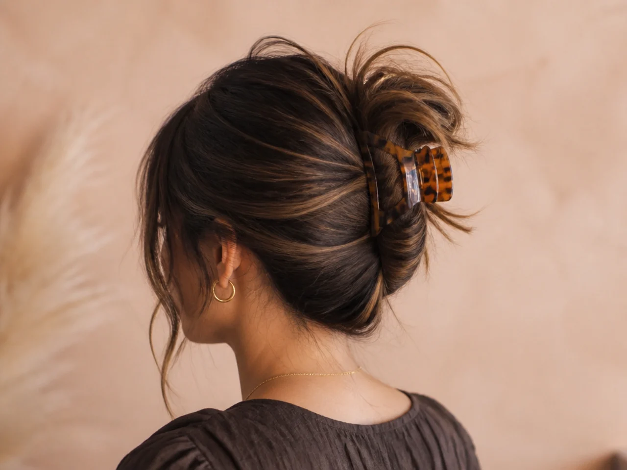 A messy bun on fine hair
