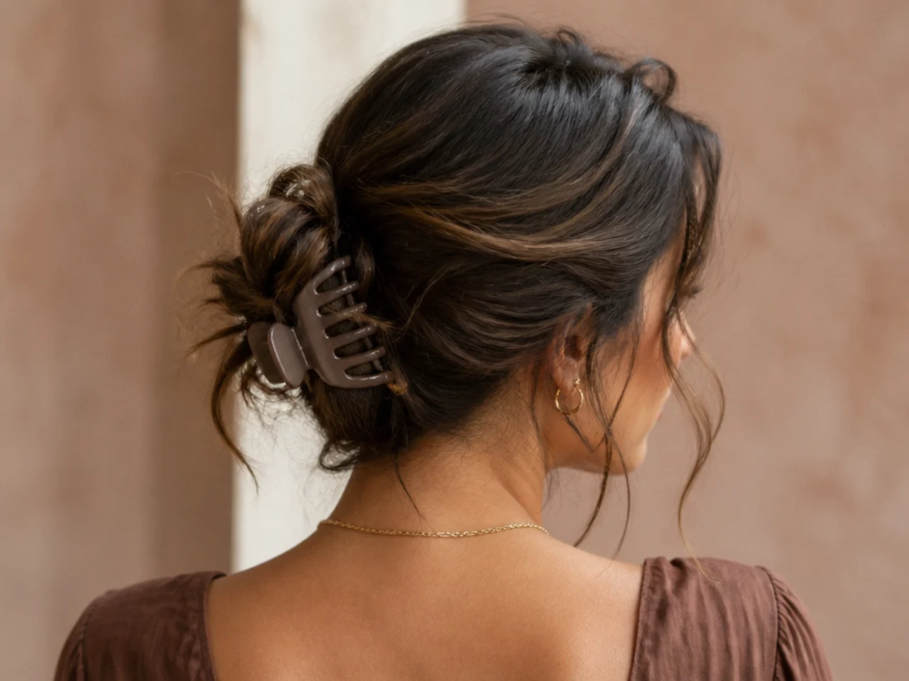 A messy low chignon