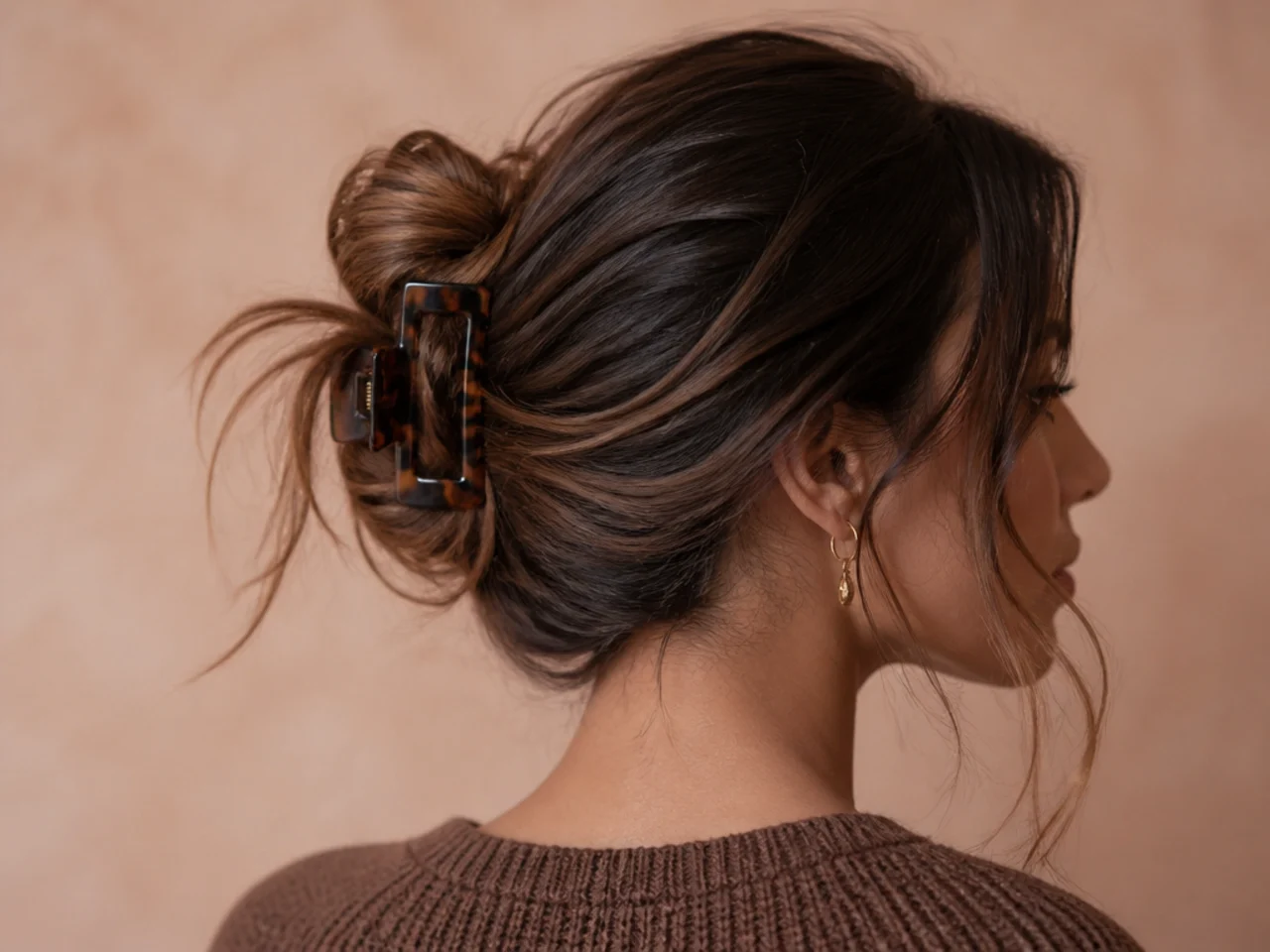 Three-quarter view of a finished messy clipped style