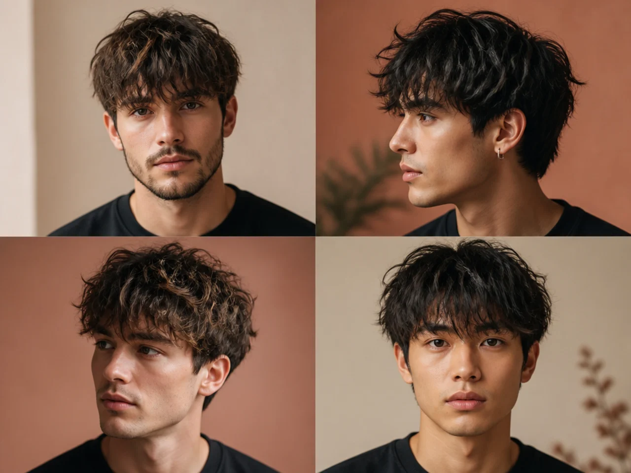 Signature messy fringe with piecey brow-length front and soft tapered sides