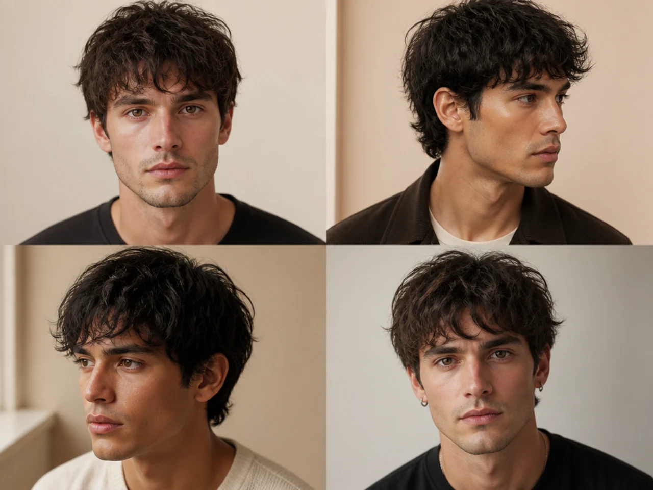 Modern messy fringe haircut on a young man with tousled front pieces and matte finish