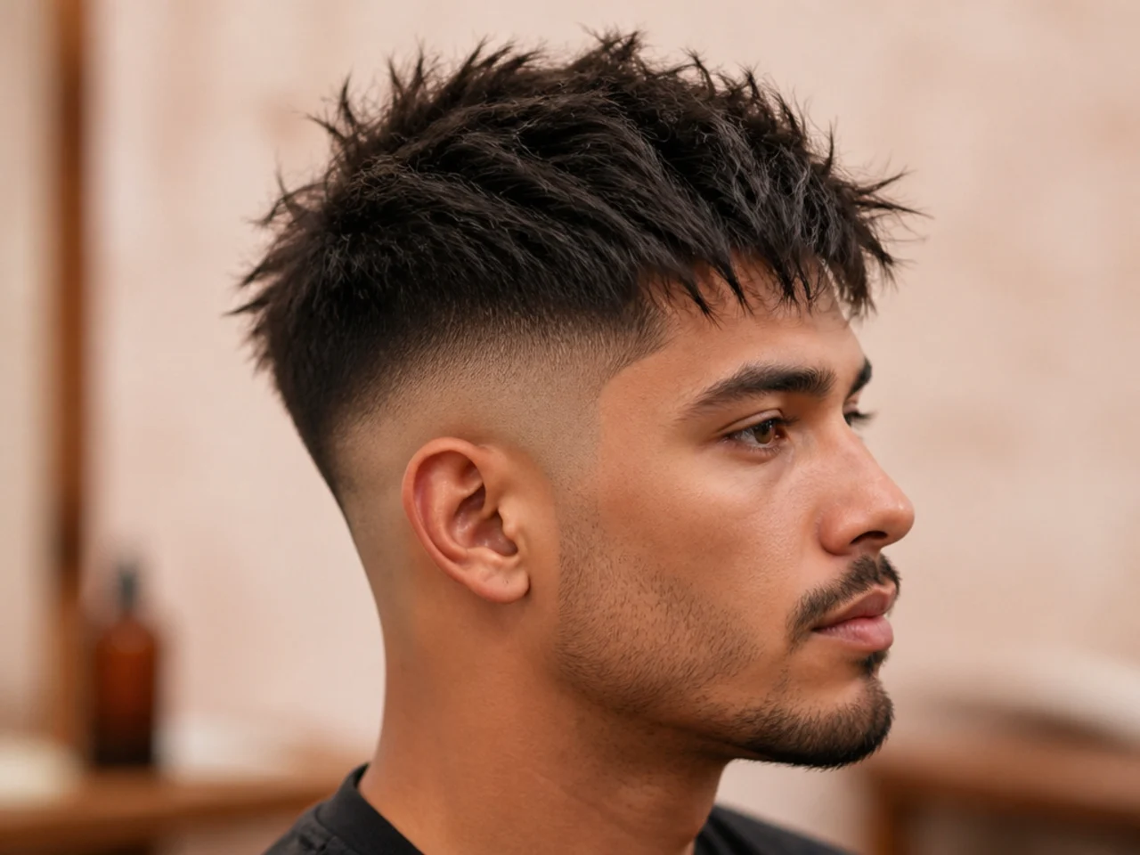 Short Messy Spikes with Mid Skin Fade