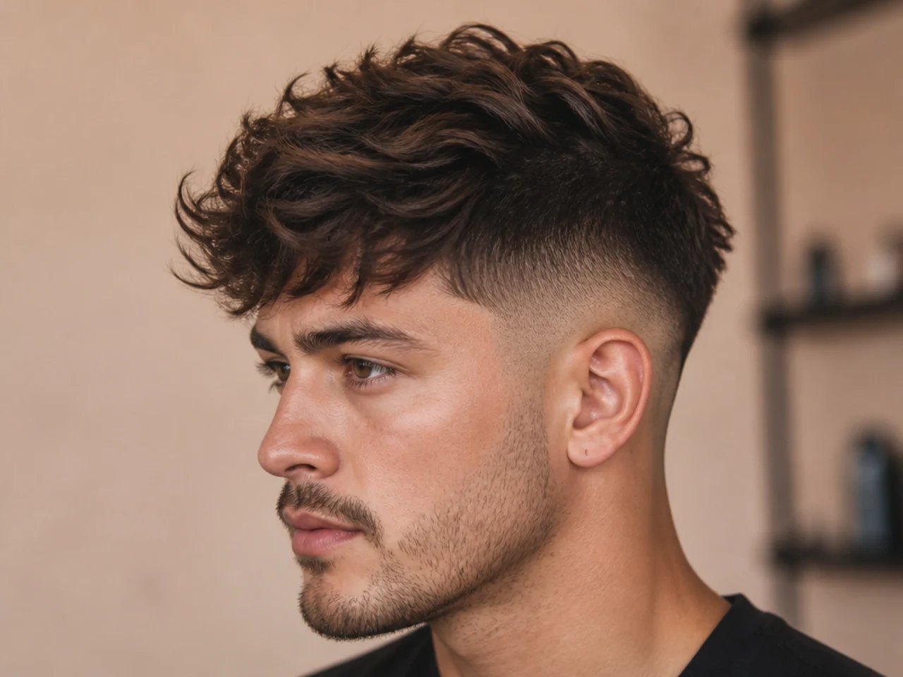 Short Messy Waves with High Skin Fade