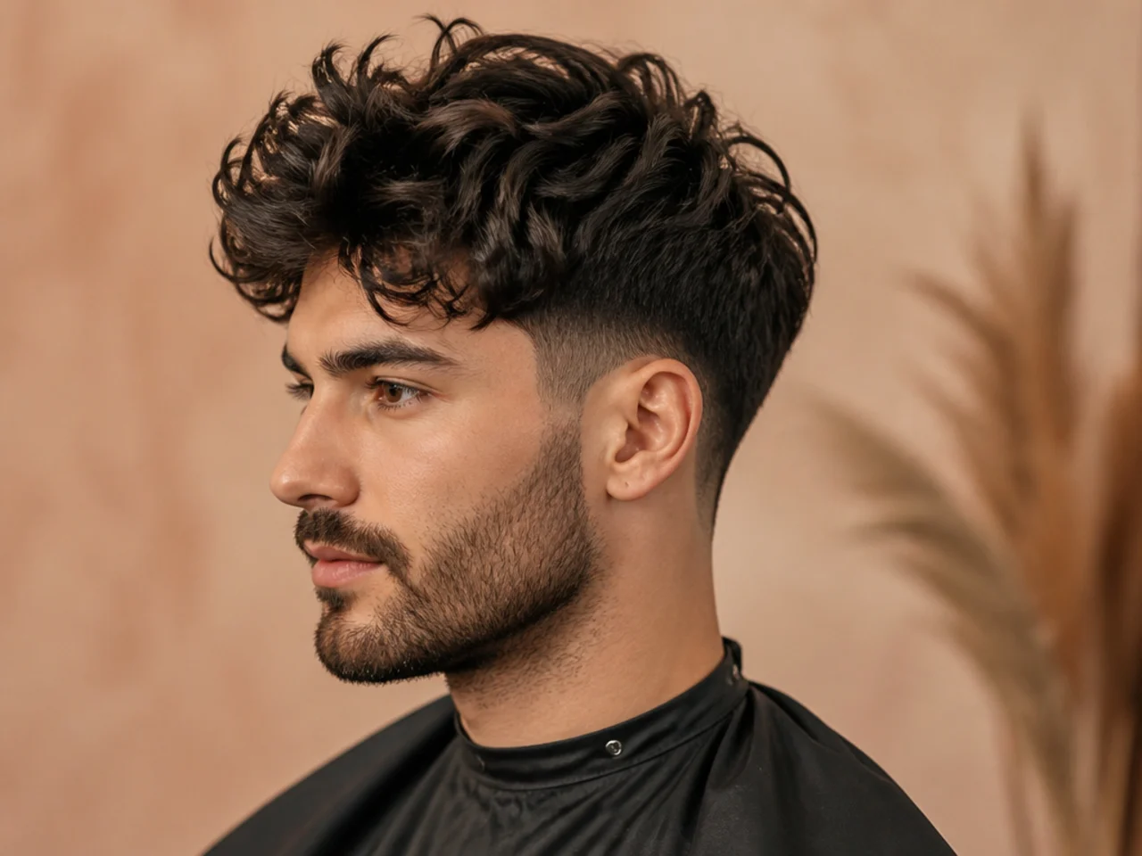 Overhead flat-lay of matte styling products for a messy quiff including matte clay, molding paste, texture powder, and sea-salt spray
