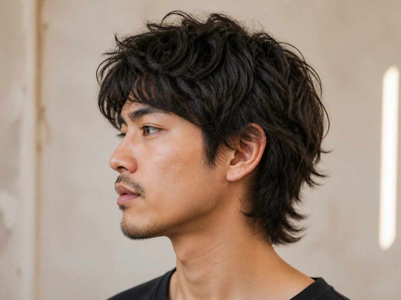 Casual tapered wolf cut with scissor-tapered sides and relaxed layered top for daily wear