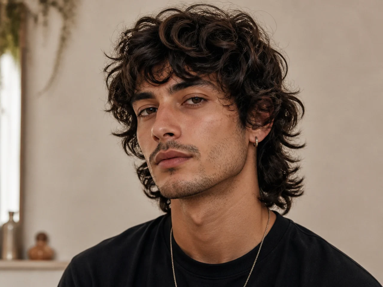 Curly messy wolf cut with volumetric spirals stacked in a natural casual finish