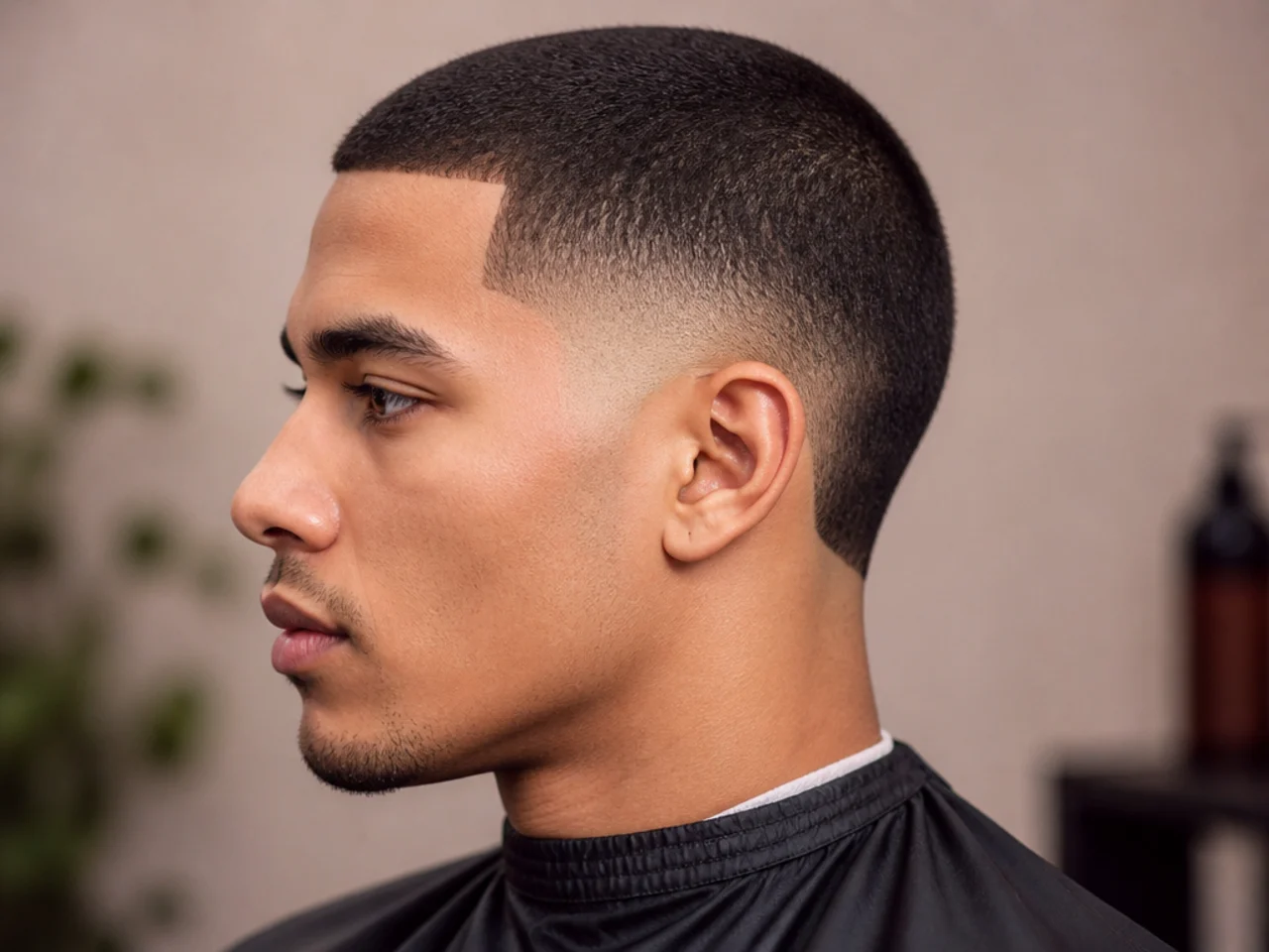 Mid burst fade with a short buzz cut on top