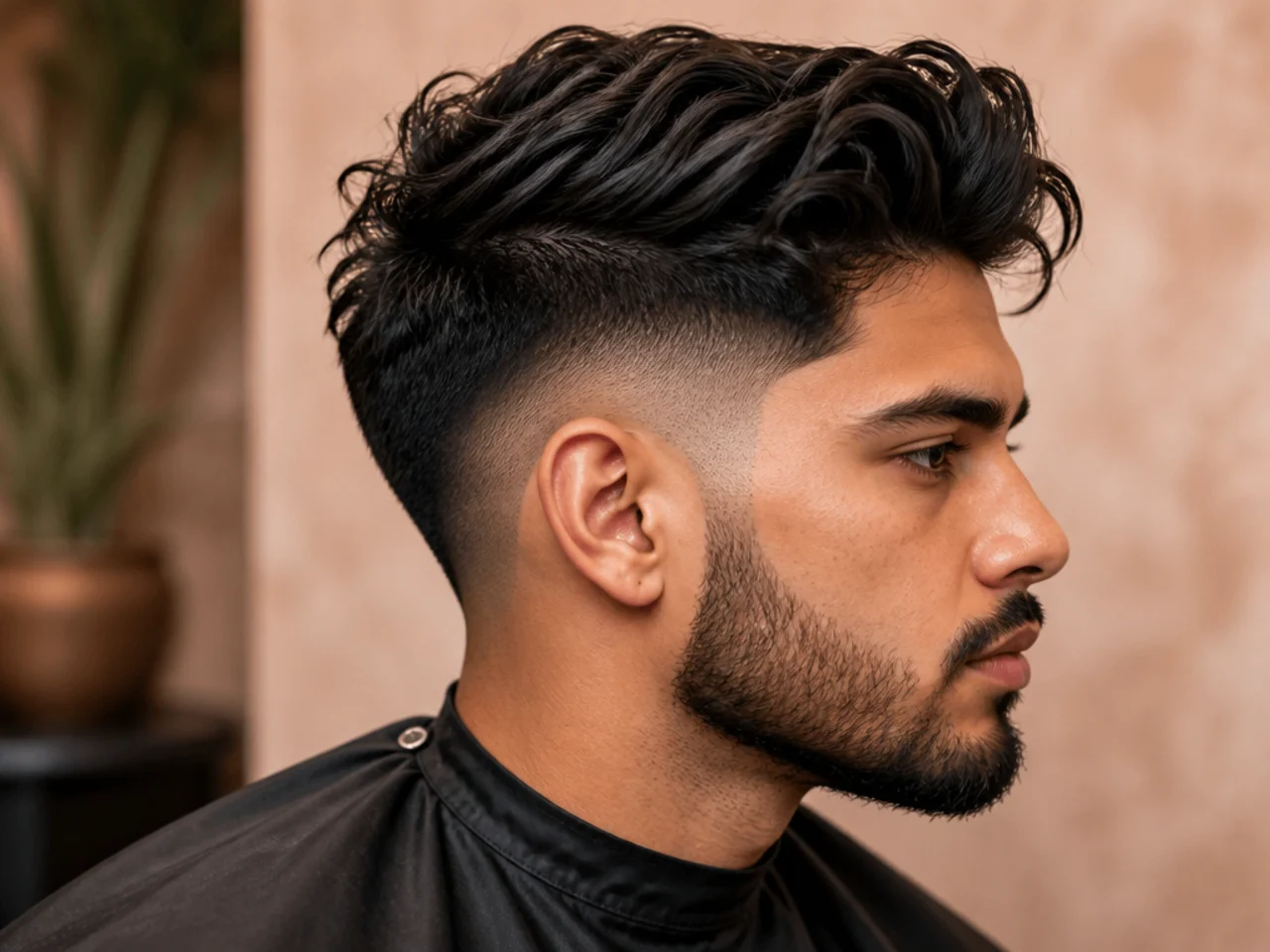 Mid burst fade with a long flowing top