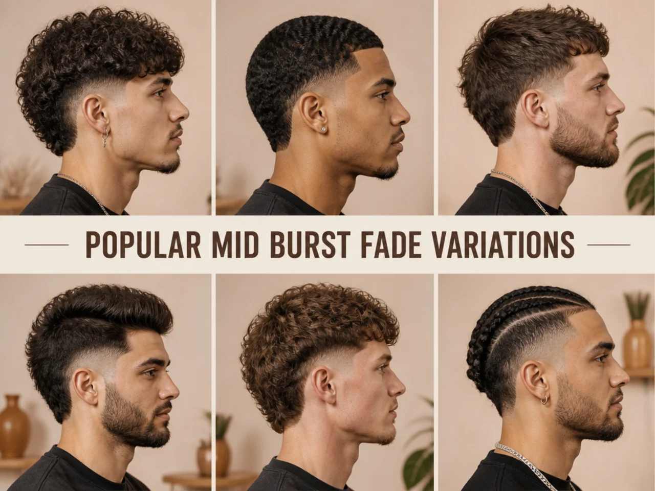 Popular mid burst fade variations for men