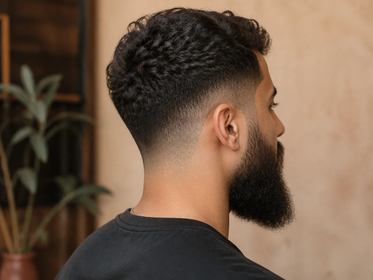 A mid fade with a long beard