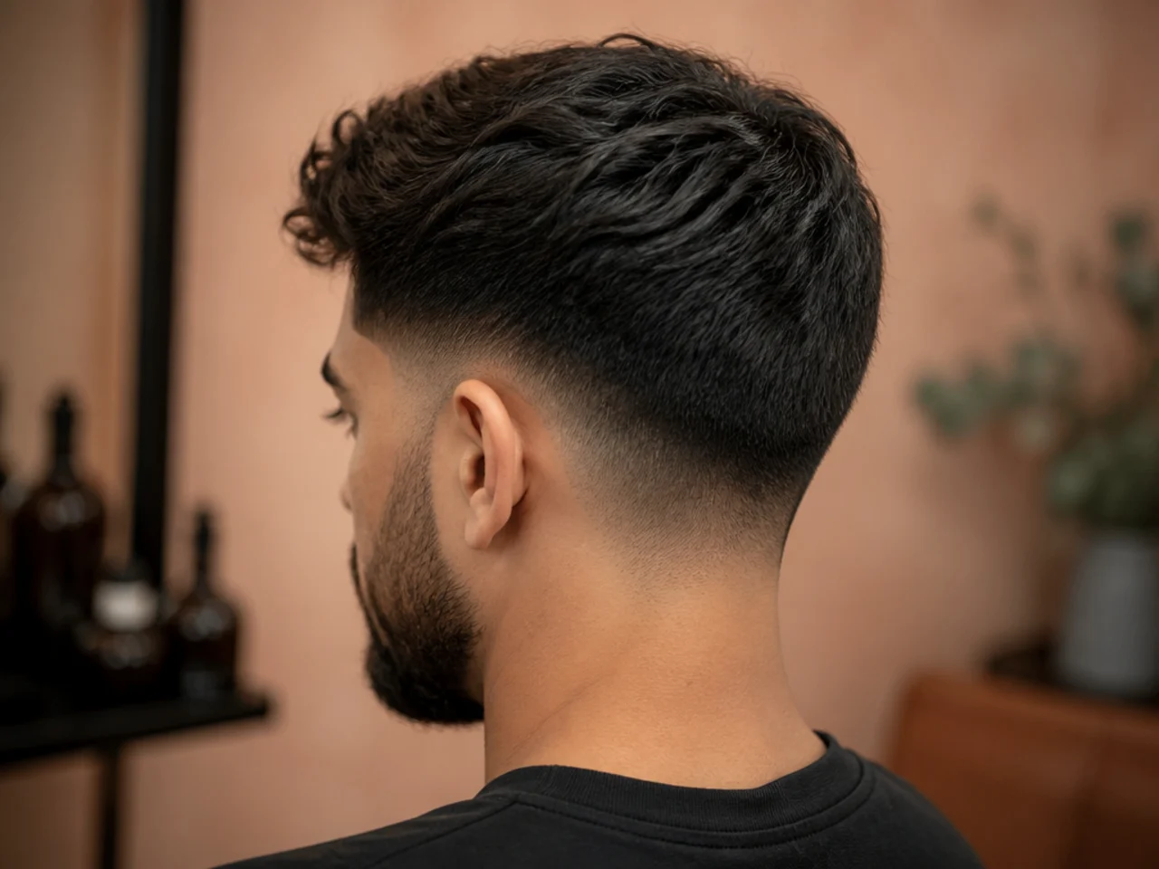 A mid fade and beard at week three