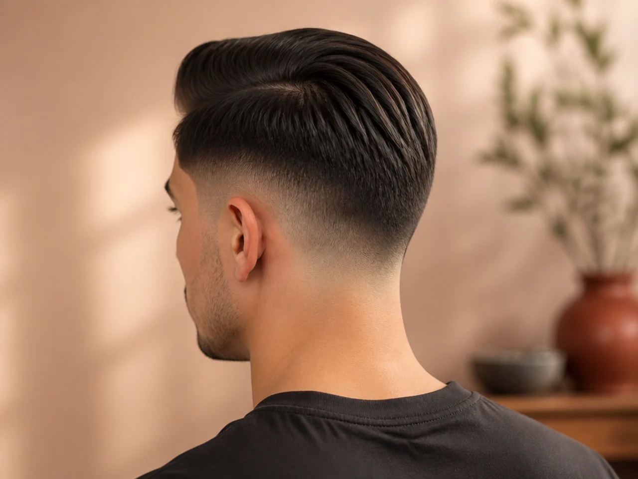A short mid fade comb over