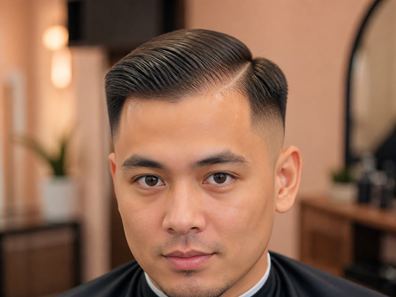 A mid fade comb over on thinning hair