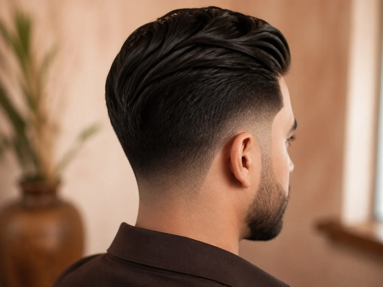 A mid burst fade comb over