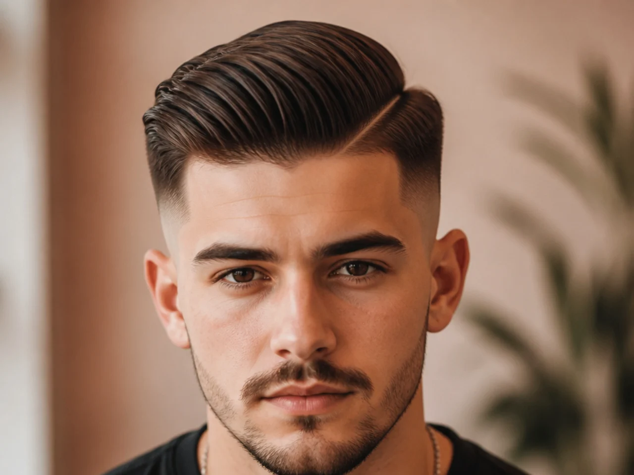 A disconnected mid fade comb over