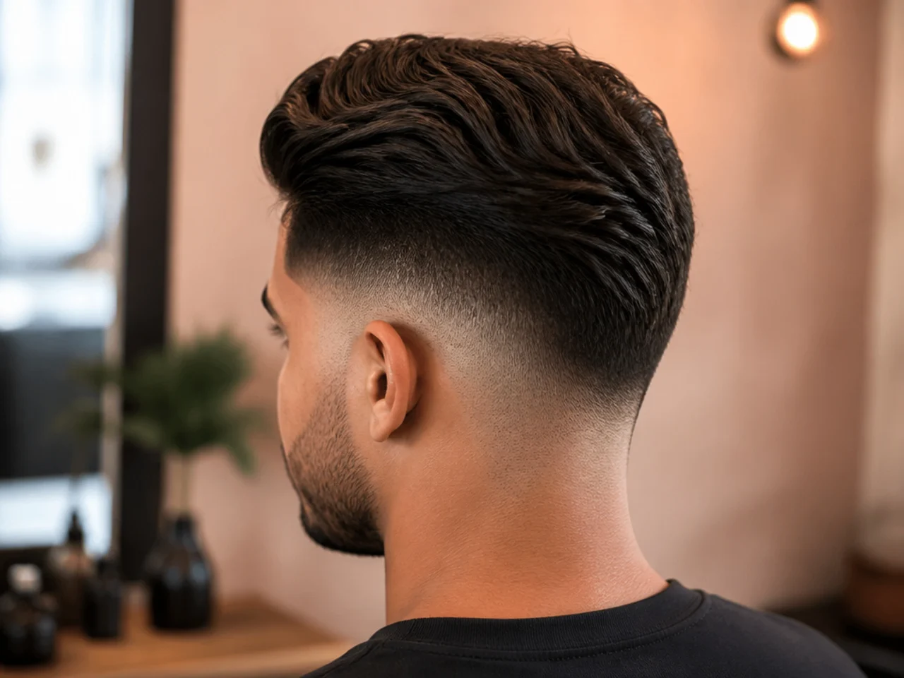 A mid fade comb over at week three