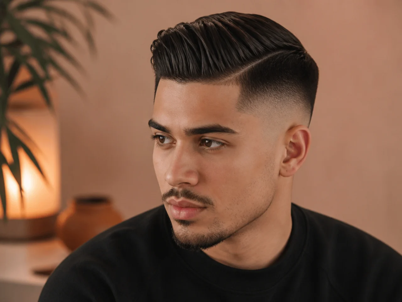 A mid skin fade comb over