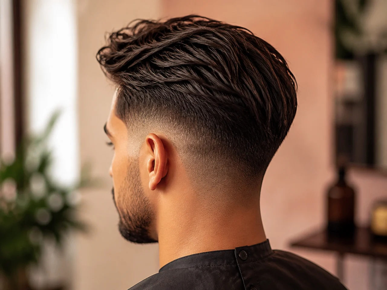 A textured mid fade comb over