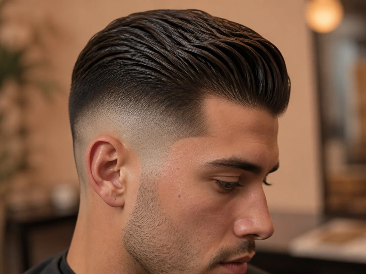 A slick mid fade comb over