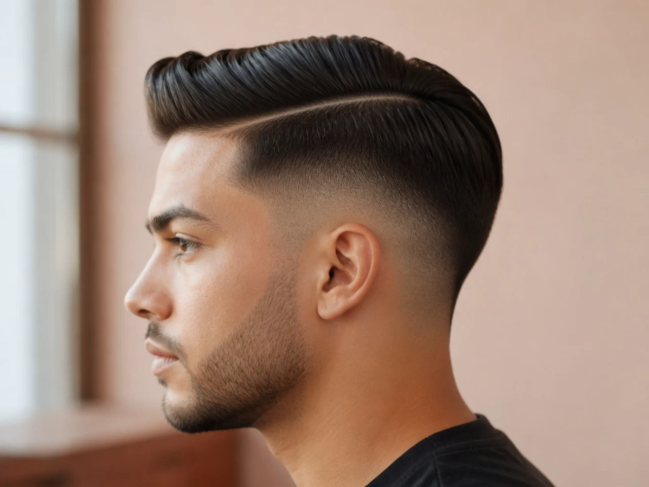 A part line sitting above the top edge of a mid fade