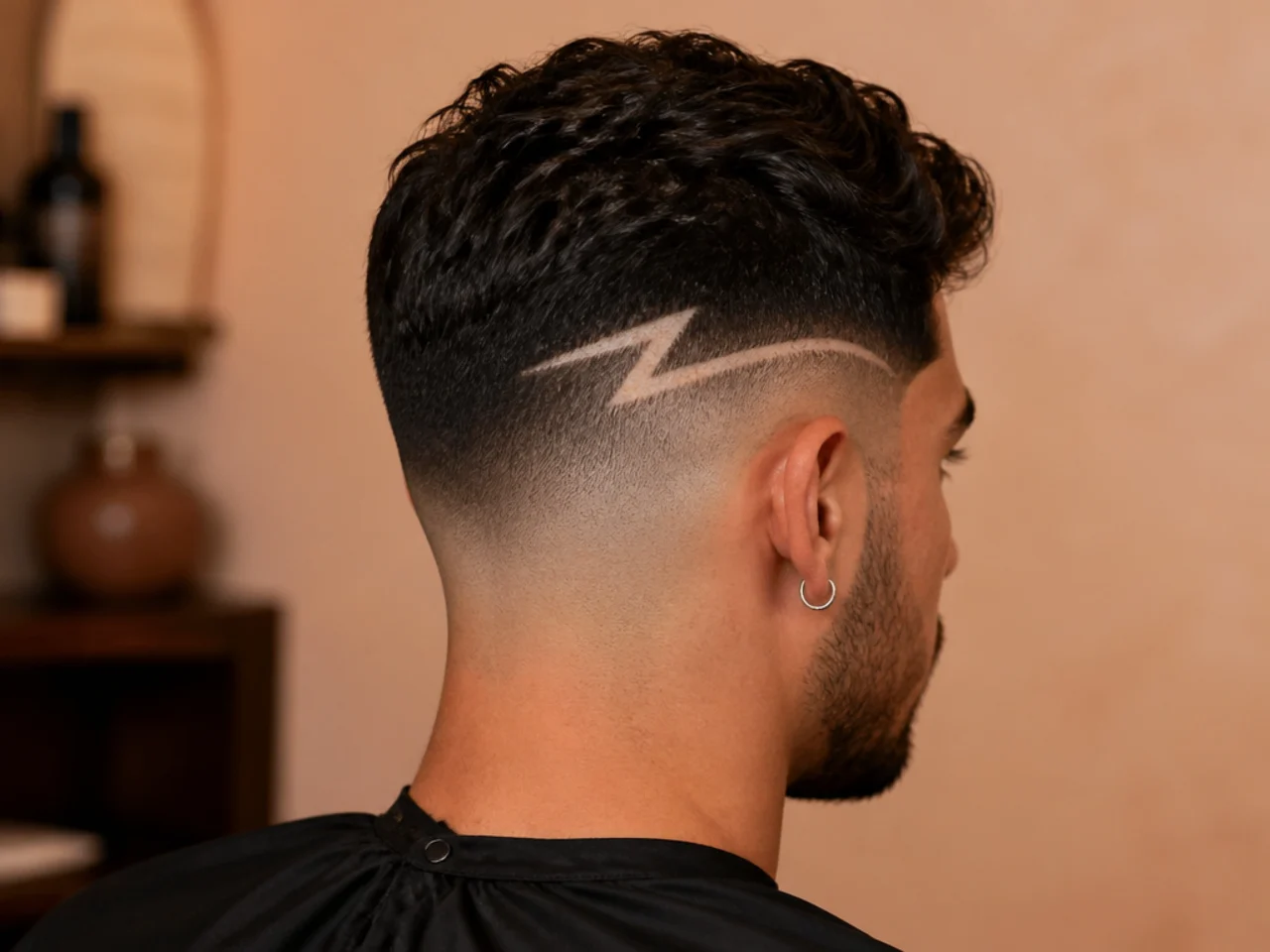 A lightning bolt design in a mid fade