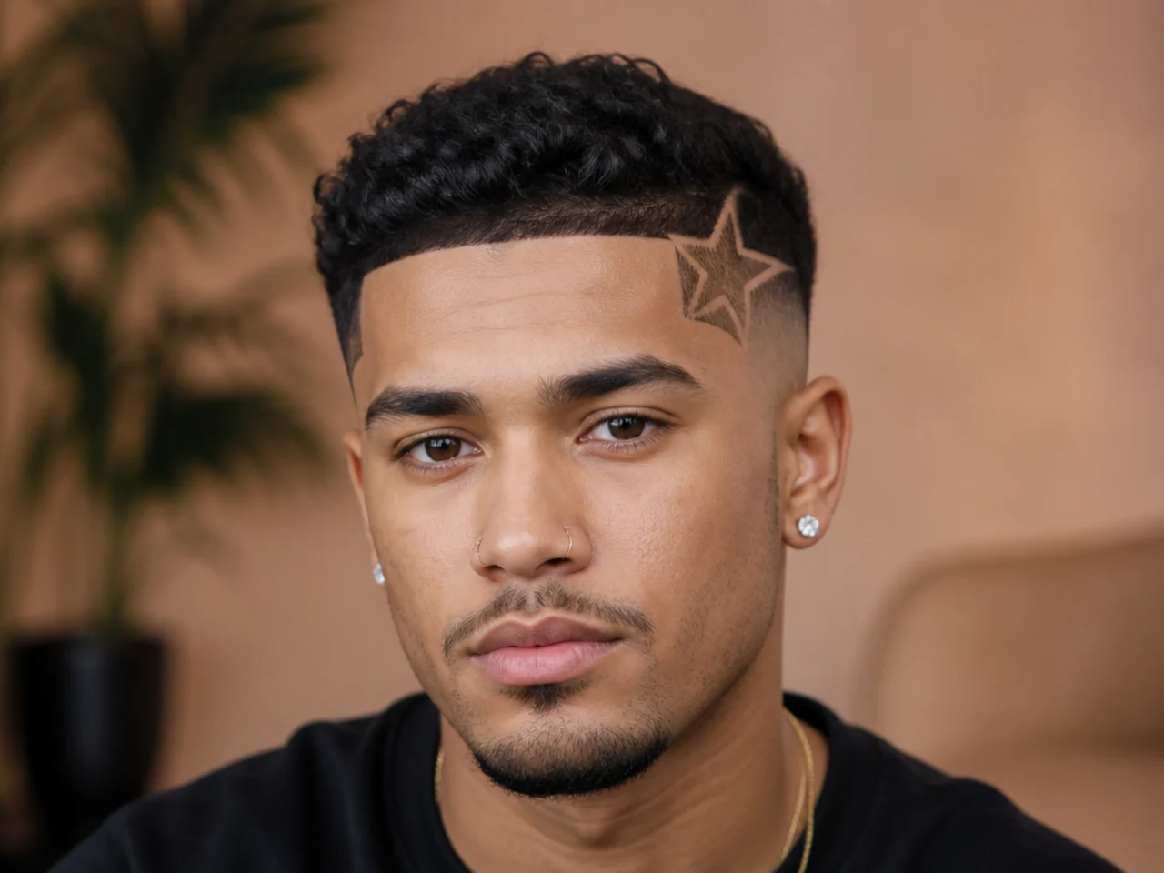 A star design in a mid fade panel