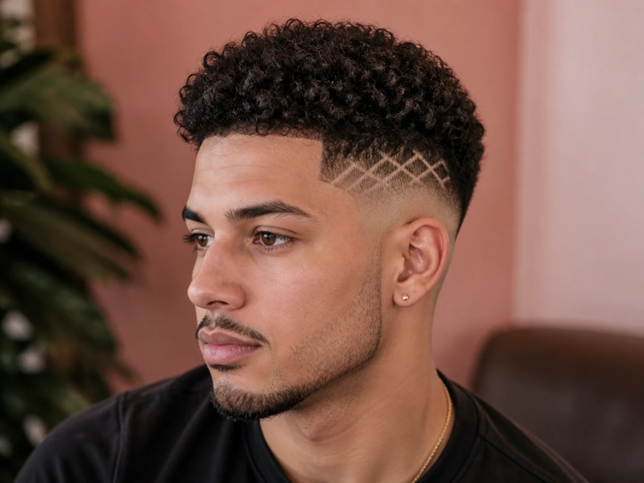 A cross-hatch design in a mid fade