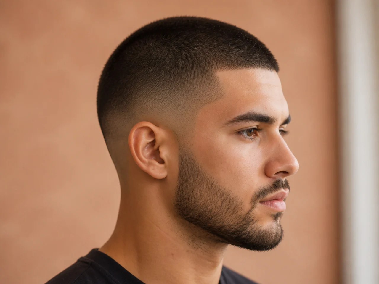 Mid fade with clean buzz cut top