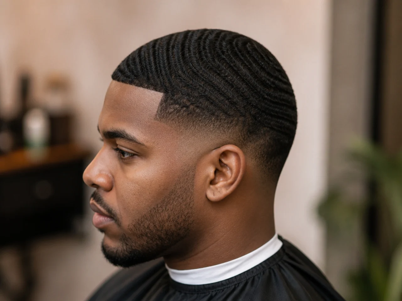 Mid fade with 360 wave pattern on top