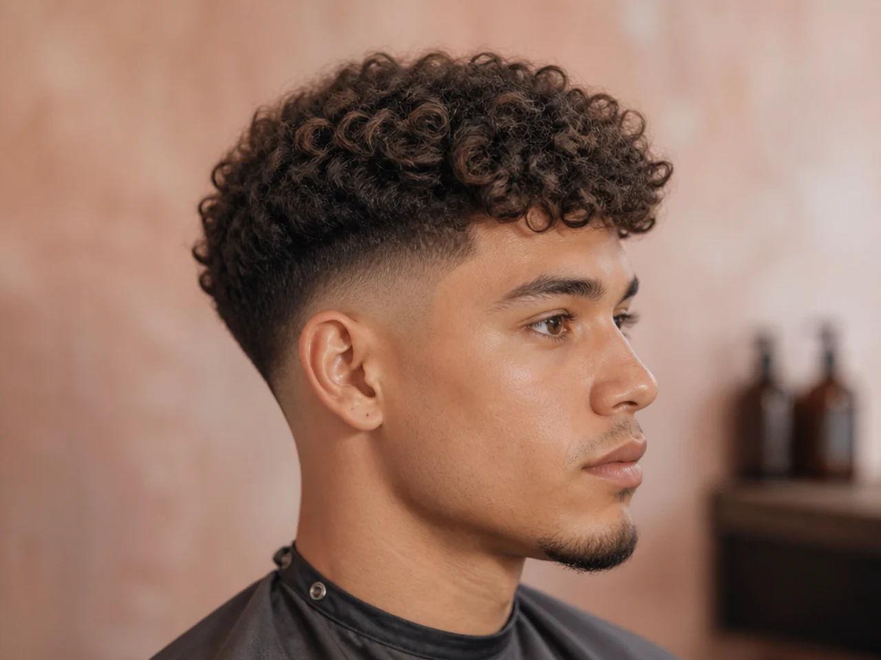 Mid fade with broccoli-shaped curly top