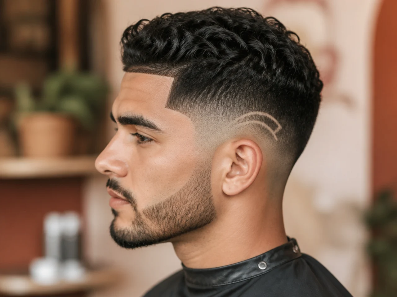 Mid fade with razor line-up and side design