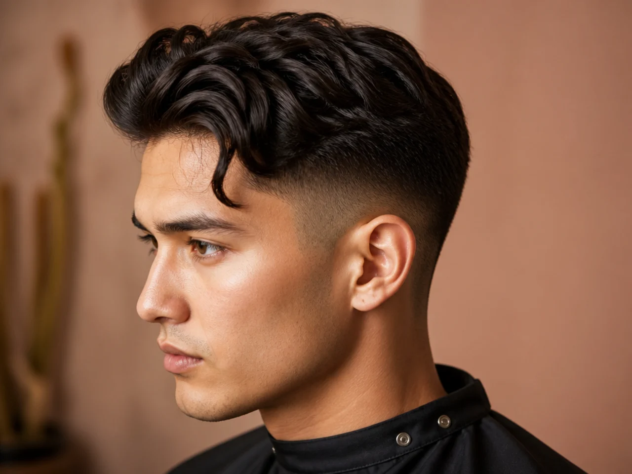 Mid fade with K-pop comma curl fringe