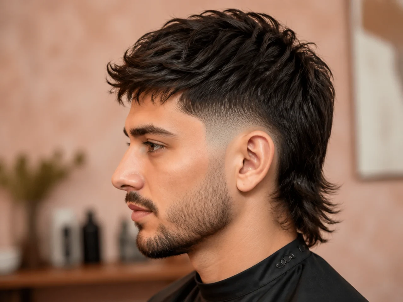 Mid fade with modern mullet extended nape