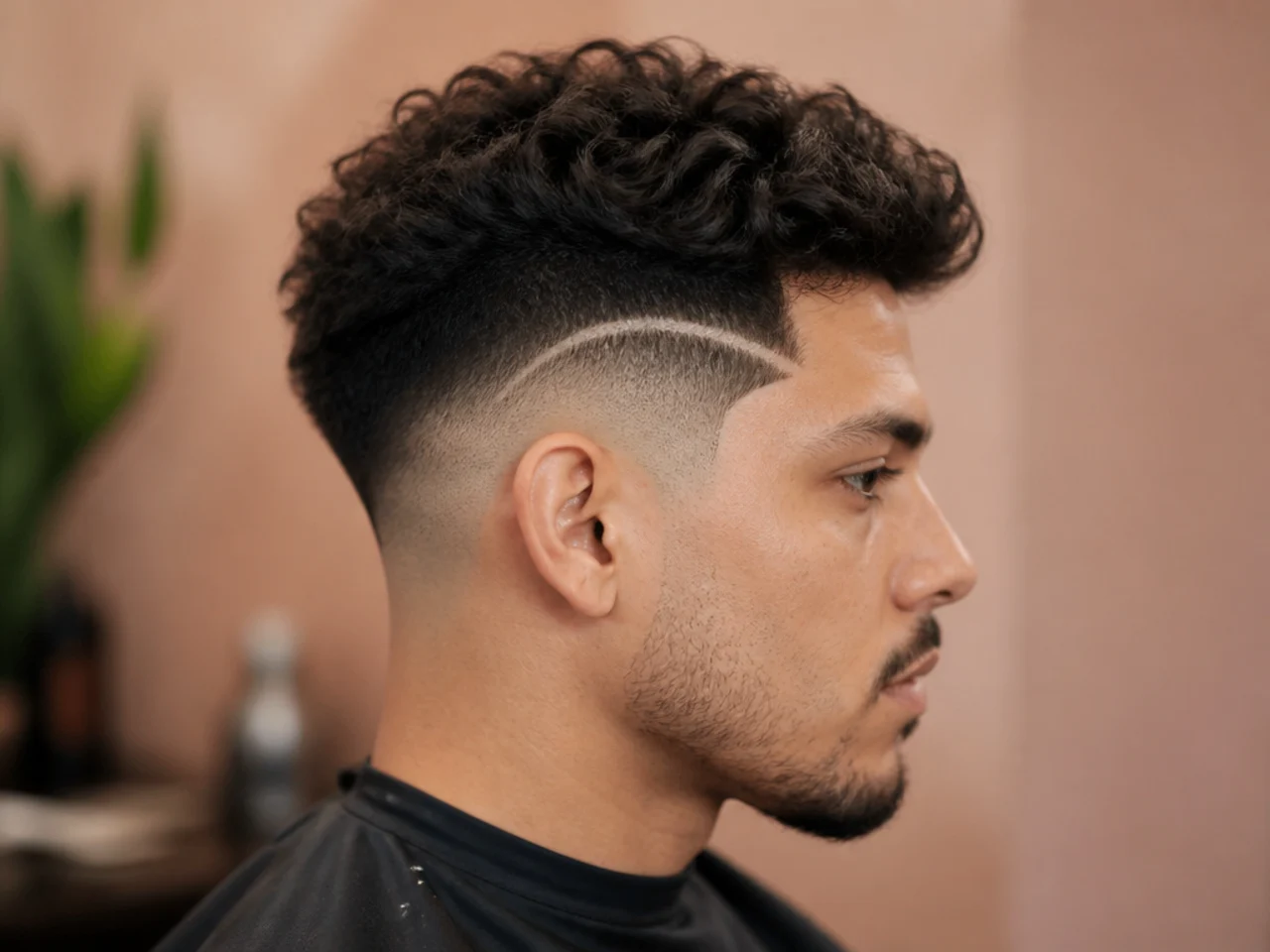 A mid fade with a design in the side panel