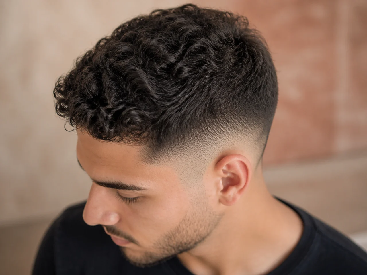 A mid fade photographed from above