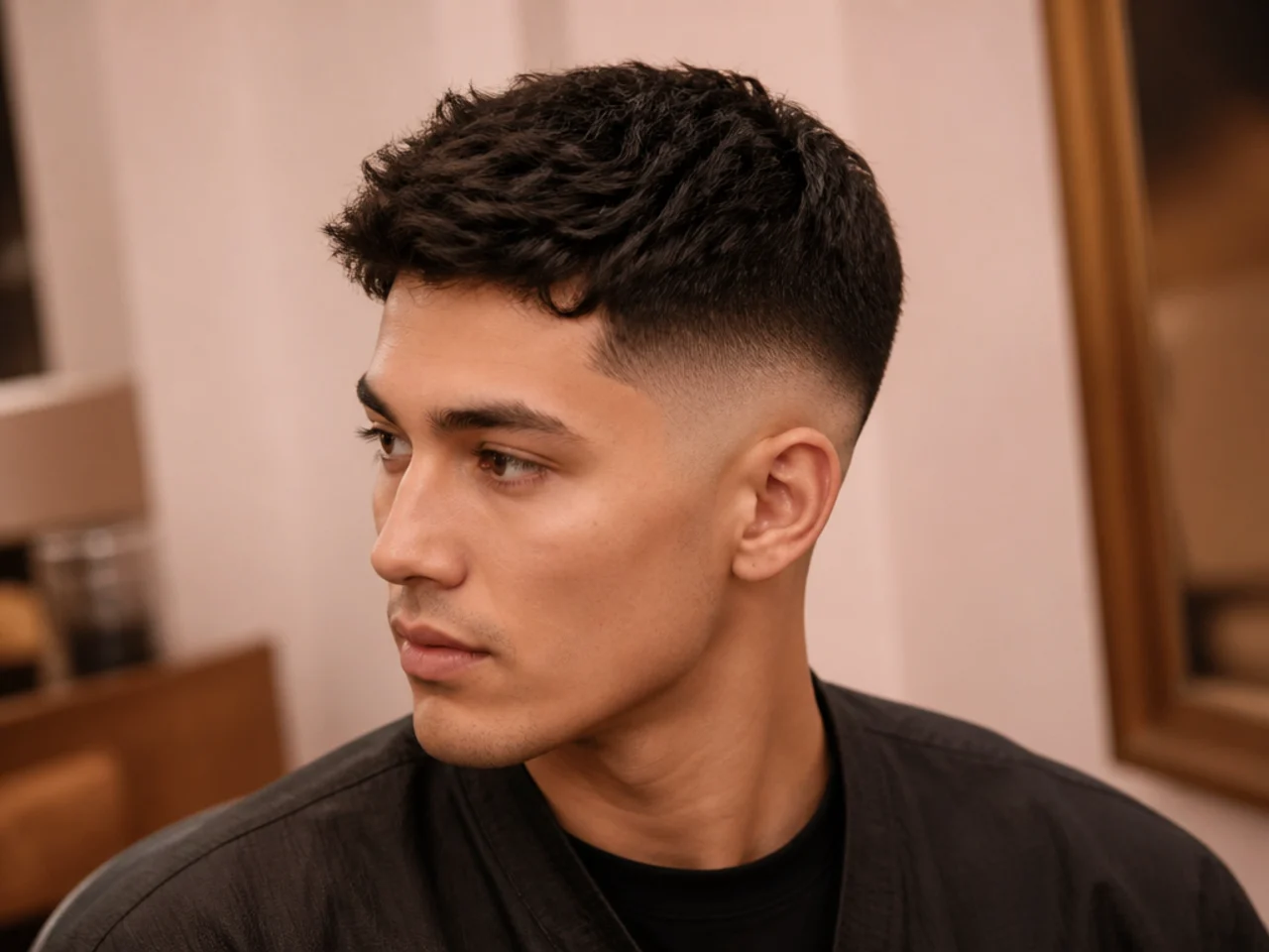 A mid fade with the line just below the parietal ridge