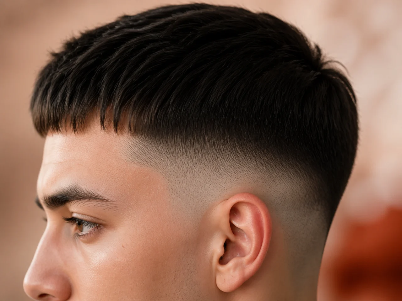 A mid fade on fine straight hair