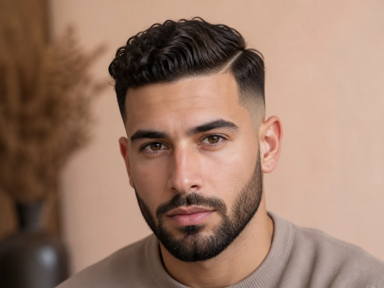 A mid fade connected into a beard