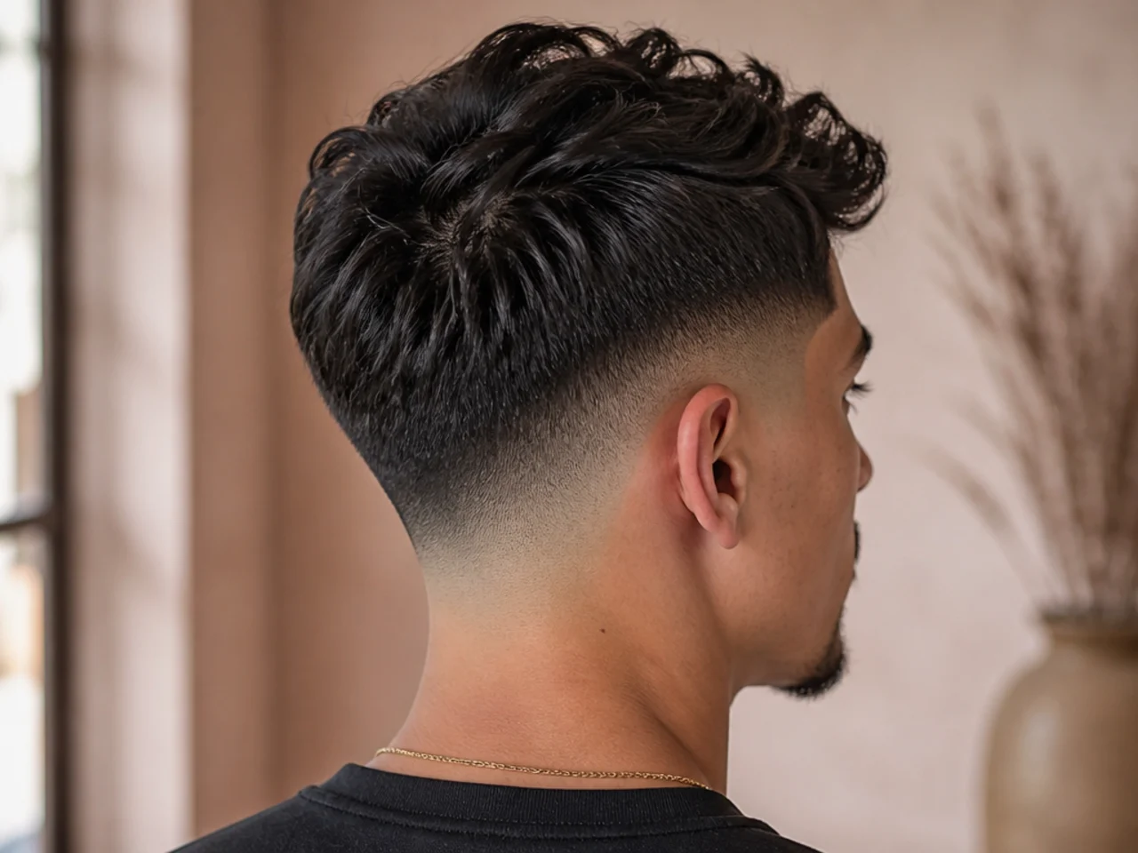 A mid fade with volume built above the parietal ridge
