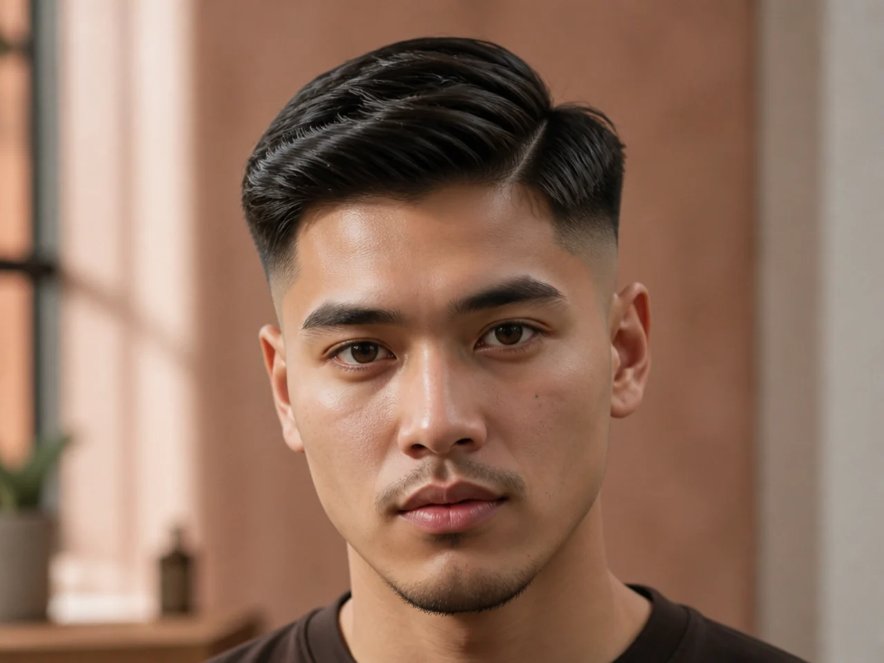A mid fade with the top overhanging the fade line